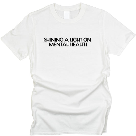 shining a light on mental health tee tshirt sol rise essentials black white merch apparel