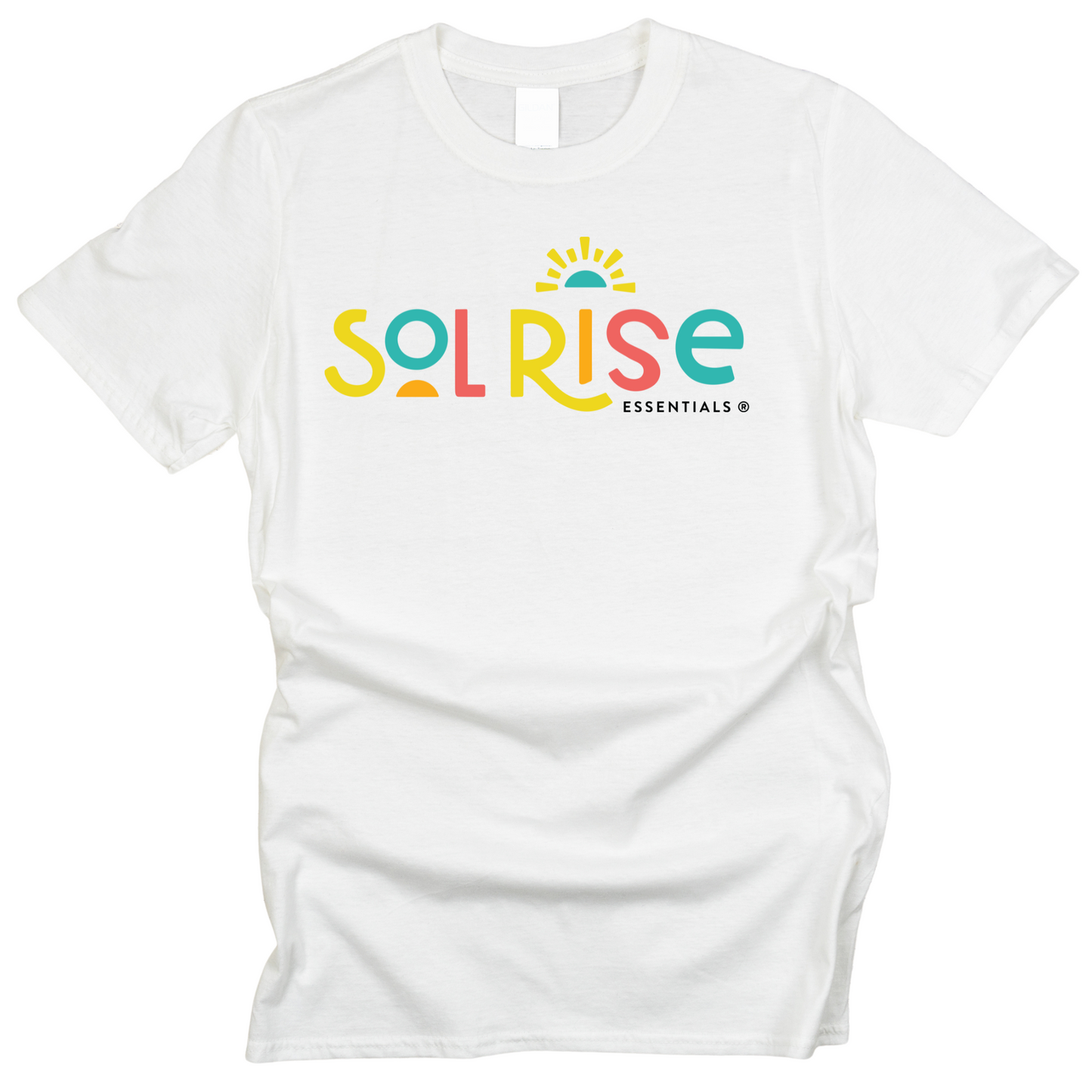 sol rise essentials logo tee multicolor rainbow mental health wellness shirt tee apparel merch