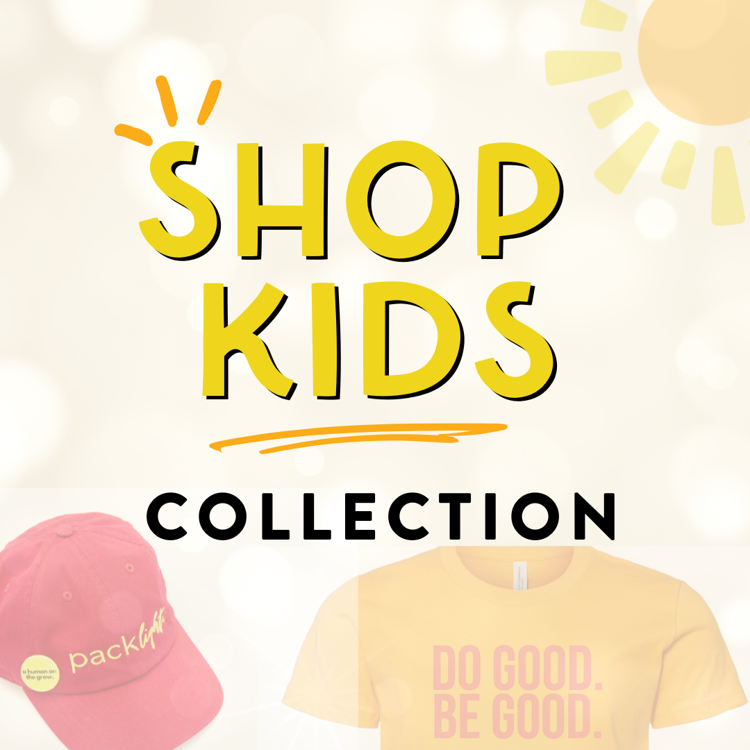 girl model wearing black long sleeve affirmation tee that says Pack Light from Sol Rise Essentials