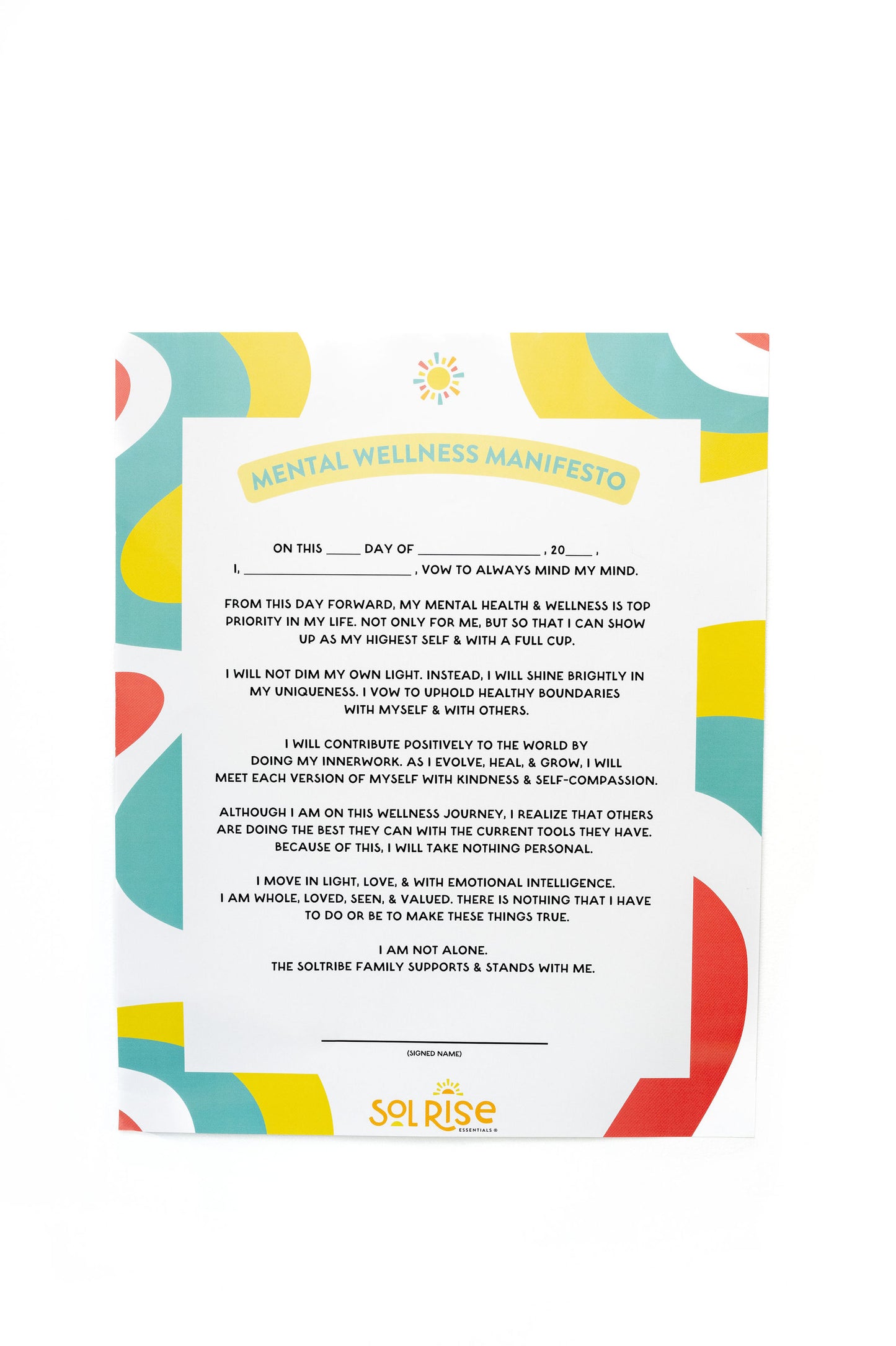 mental wellness manifesto poster sol rise essentials