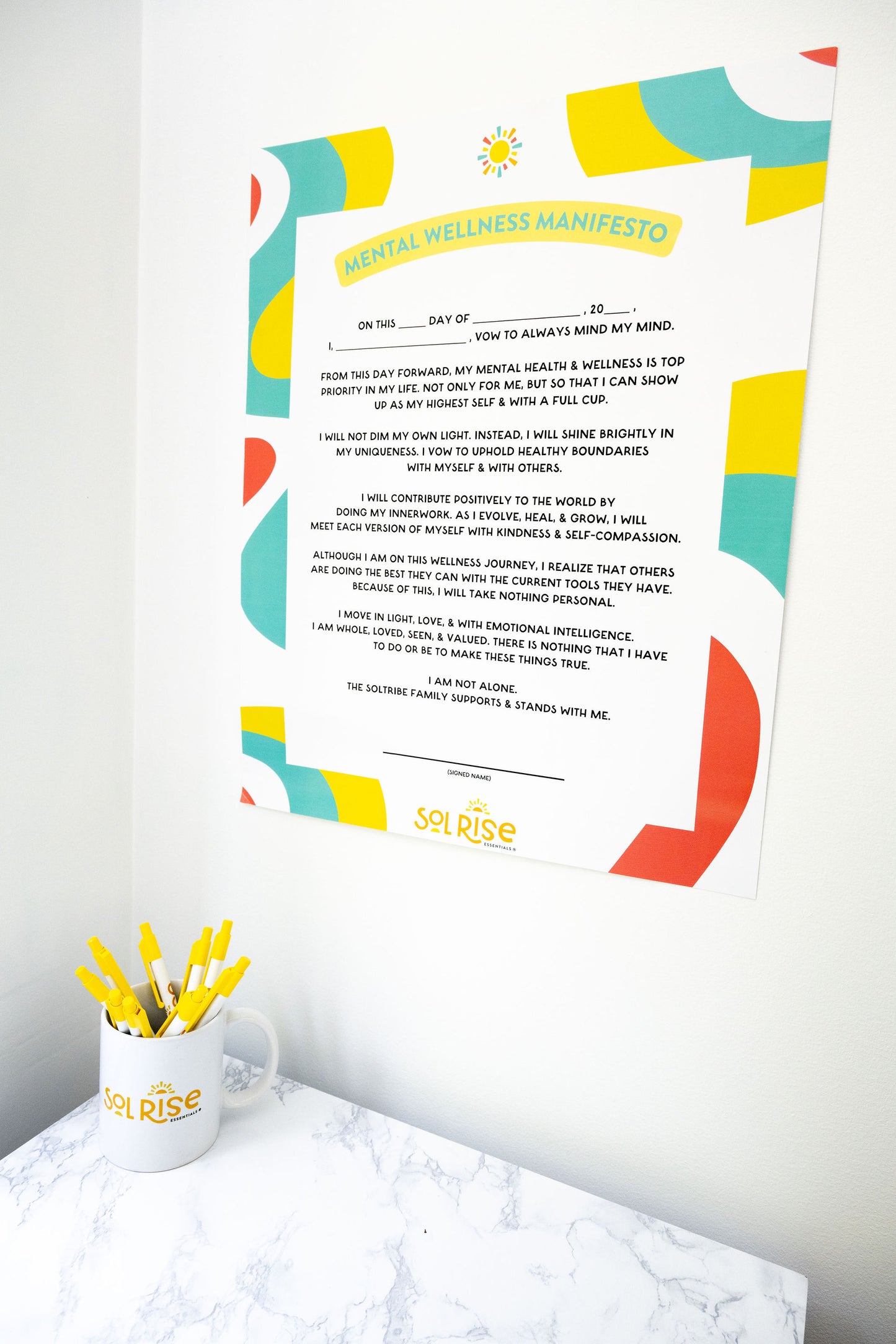 mental wellness manifesto poster sol rise essentials