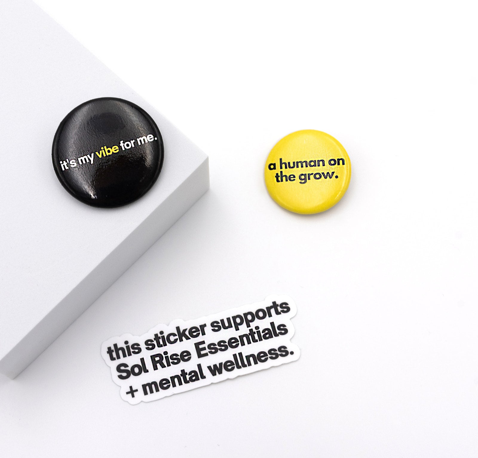 affirmation pin merchandise from Sol Rise Essentials
