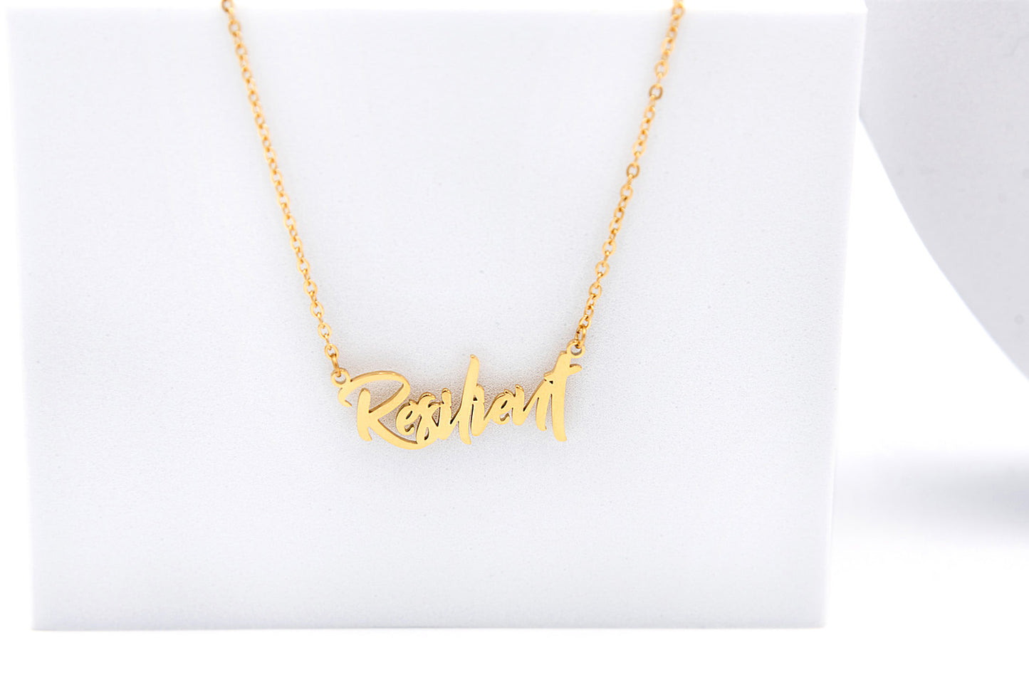 resilient affirmation necklace in color gold from Sol Rise Essentials