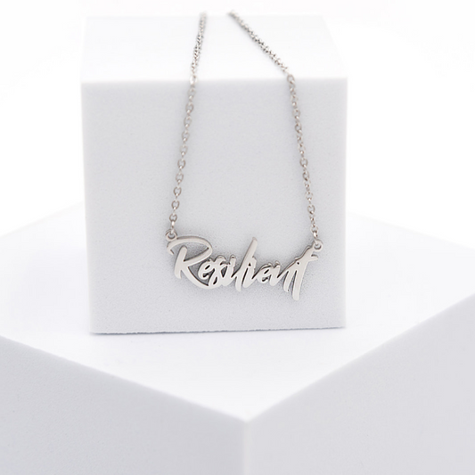 resilient affirmation necklace in color silver from Sol Rise Essentials